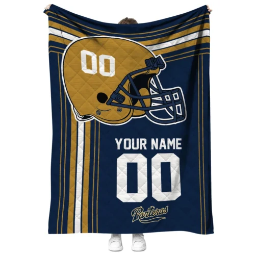 custom fiu panthers helmet theme blue quilt blanket fashion forward.webp