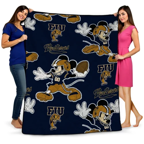 custom fiu panthers mickey football blue quilt blanket best selling.webp