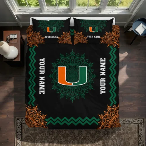 Custom Miami Hurricanes Mandala Lacework Bedding Set Best Selling