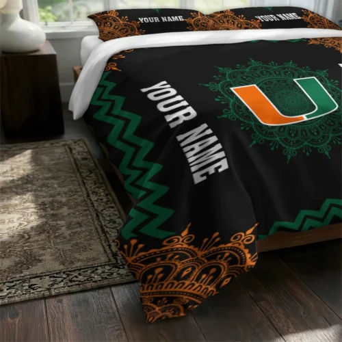 Custom Miami Hurricanes Mandala Lacework Bedding Set Fashion Forward