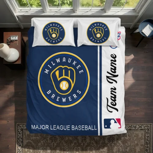 Custom Milwaukee Brewers Mlb Logo Bedding Set Best Selling