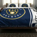 Custom Milwaukee Brewers Mlb Logo Bedding Set Best Selling