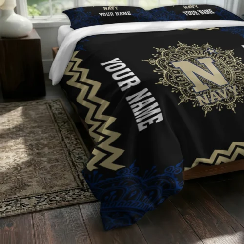 Custom Navy Midshipmen Mandala Lacework Bedding Set Fashion Forward