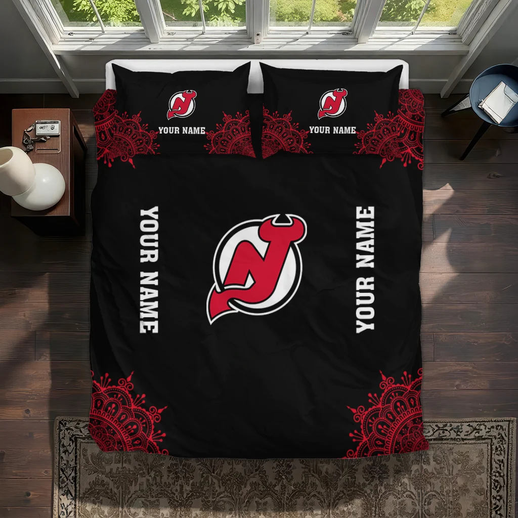 Custom New Jersey Devils Mandala Lacework Bedding Set Best Selling Custom New Jersey Devils Mandala Lacework Bedding Set Best Selling