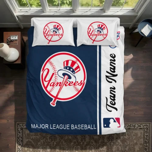 Custom New York Yankees Mlb Logo Bedding Set Best Selling