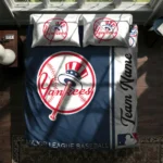 Custom New York Yankees Mlb Logo Bedding Set Best Selling