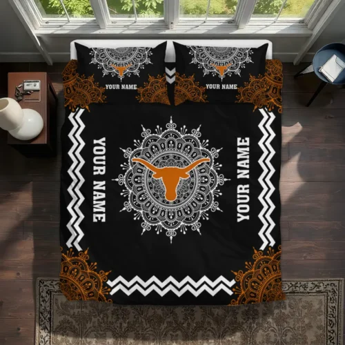 Custom Texas Longhorns Mandala Lacework Bedding Set Best Selling