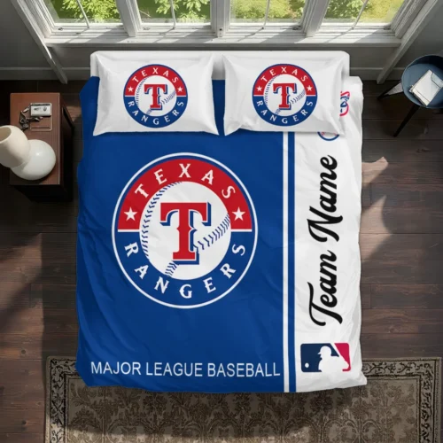 Custom Texas Rangers Mlb Logo Bedding Set Best Selling