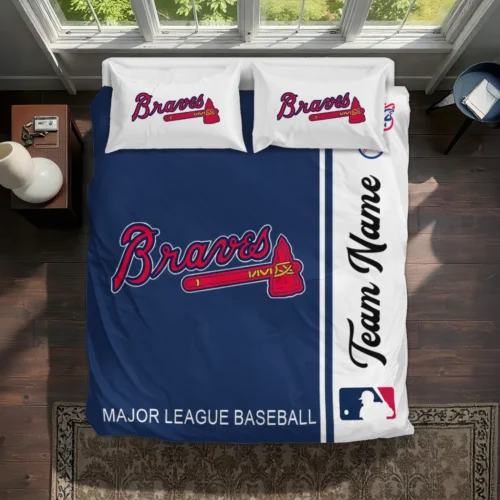Customized Atlanta Braves Mlb Logo Bedding Set Best Selling