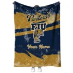 customized fiu panthers brushstroke layers blue quilt blanket best selling.webp