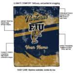 customized fiu panthers brushstroke layers blue quilt blanket best selling.webp