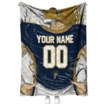 customized fiu panthers player sketch blue gray quilt blanket best selling.webp