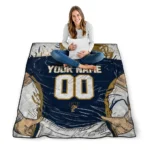 customized fiu panthers player sketch blue gray quilt blanket best selling.webp