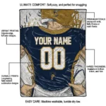 customized fiu panthers player sketch blue gray quilt blanket best selling.webp