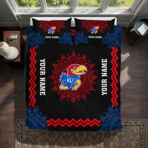 Customized Kansas Jayhawks Mandala Lacework Bedding Set Best Selling