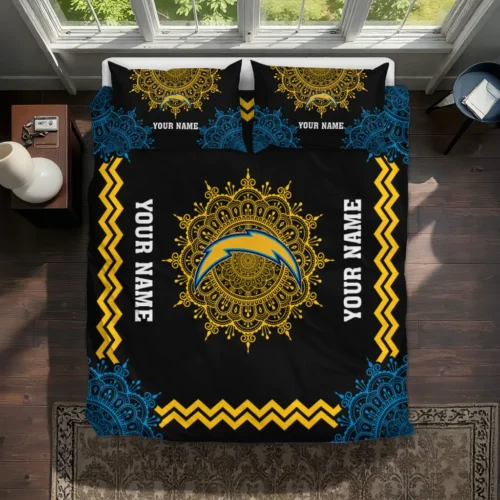 Customized Los Angeles Chargers Mandala Lacework Bedding Set Best Selling
