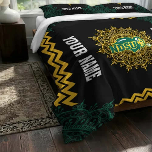 Customized North Dakota State Bison Mandala Lacework Bedding Set Fashion Forward