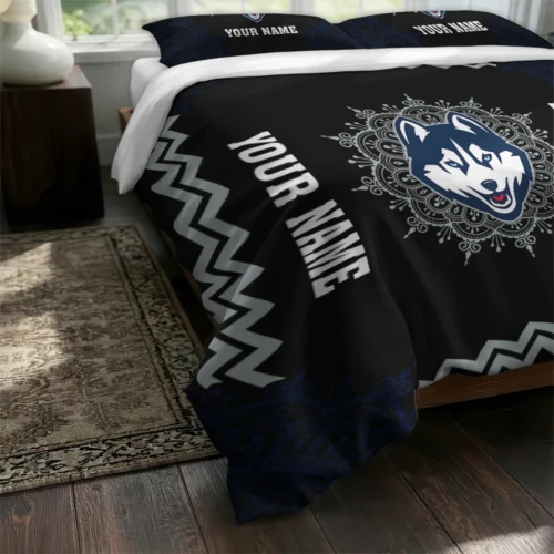 Customized Uconn Huskies Mandala Lacework Bedding Set Fashion Forward