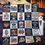 Denver Broncos Quilt Blanket - Team Logos Patchwork Blue Orange 1 Denver Broncos Quilt Blanket Team Logos Patchwork Blue Orange