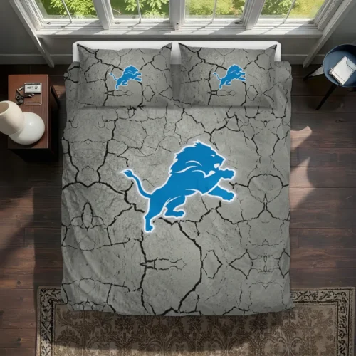 Detroit Lions Cracked Texture Bedding Set Best Selling