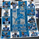Detroit Lions Quilt Blanket Legends Blue White