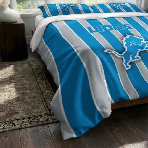 Detroit Lions Stripe Style Bedding Set Fashion Forward
