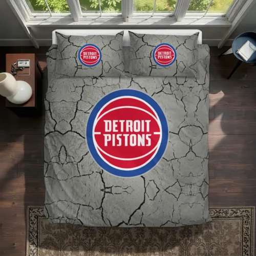 Detroit Pistons Cracked Texture Bedding Set Best Selling