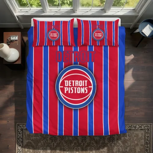 Detroit Pistons Stripe Style Bedding Set Best Selling
