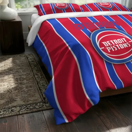 Detroit Pistons Stripe Style Bedding Set Fashion Forward