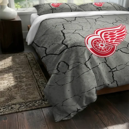 Detroit Red Wings Cracked Texture Bedding Set Fashion Forward