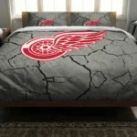Detroit Red Wings Cracked Texture Bedding Set Best Selling
