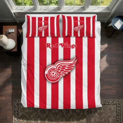 Detroit Red Wings Stripe Style Bedding Set Best Selling