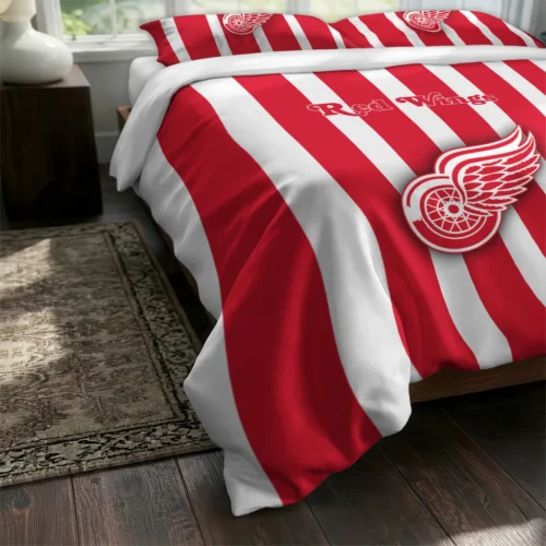 Detroit Red Wings Stripe Style Bedding Set Fashion Forward