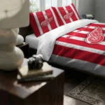 Detroit Red Wings Stripe Style Bedding Set Best Selling