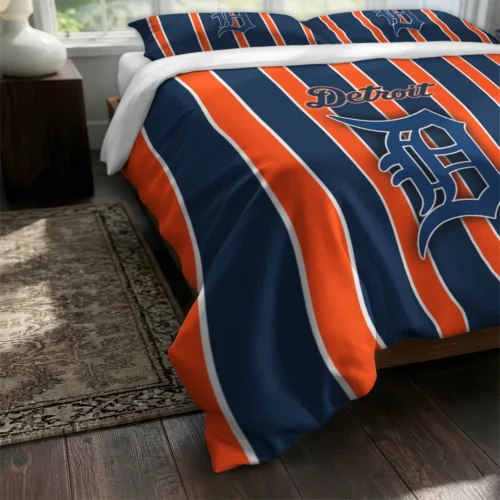Detroit Tigers Stripe Style Bedding Set Fashion Forward