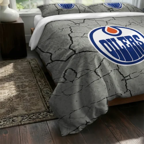 Edmonton Oilers Cracked Texture Bedding Set Fashion Forward