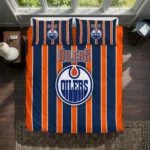 Edmonton Oilers Stripe Style Bedding Set Best Selling