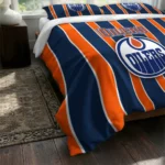 Edmonton Oilers Stripe Style Bedding Set Best Selling