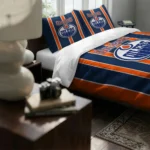 Edmonton Oilers Stripe Style Bedding Set Best Selling