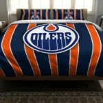 Edmonton Oilers Stripe Style Bedding Set Best Selling