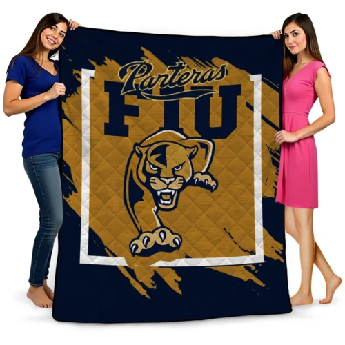 fiu panthers block border blue quilt blanket best selling.webp