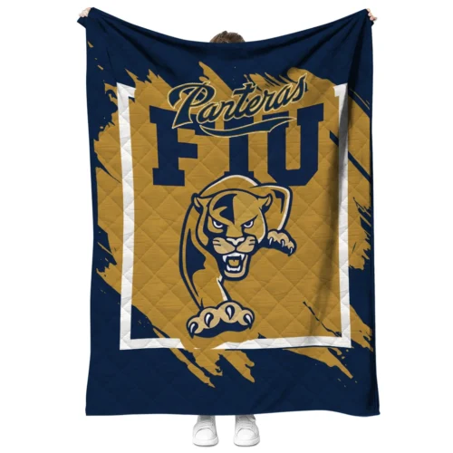 fiu panthers block border blue quilt blanket fashion forward.webp