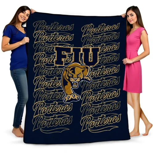 fiu panthers bold red blue quilt blanket best selling.webp