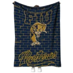 fiu panthers brick grid blue quilt blanket best selling.webp