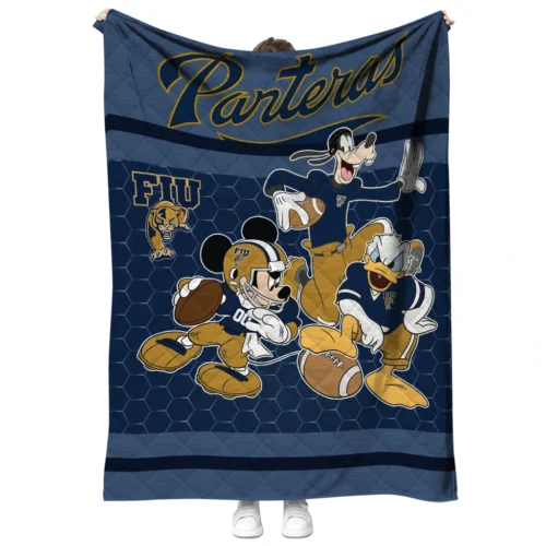 fiu panthers disney football blue quilt blanket fashion forward.webp