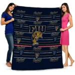 fiu panthers handdrawn stripes blue quilt blanket best selling.webp