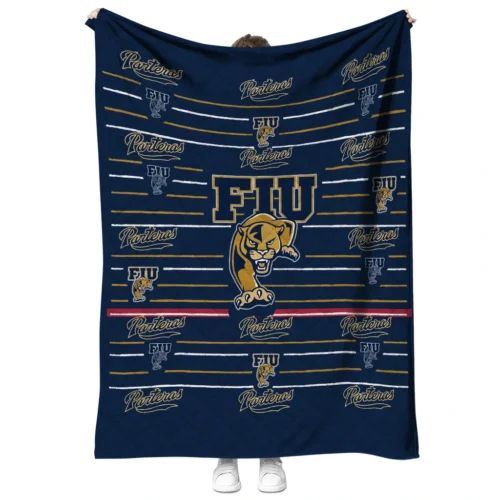 fiu panthers handdrawn stripes blue quilt blanket fashion forward.webp