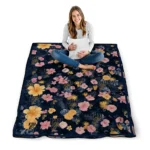 fiu panthers hibiscus foliage blue quilt blanket best selling.webp
