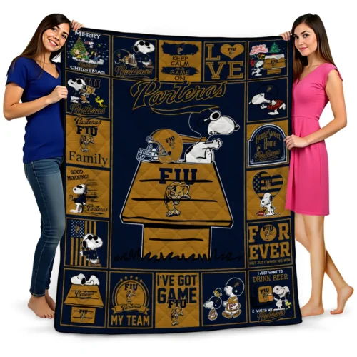 fiu panthers snoopy love blue quilt blanket best selling.webp