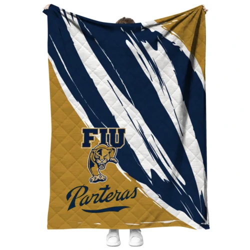 fiu panthers stroke art blue white quilt blanket fashion forward.webp